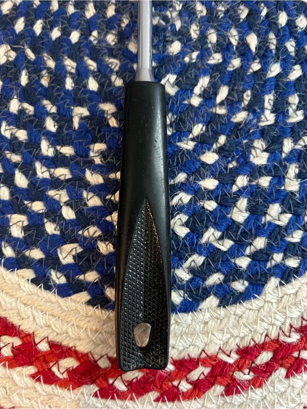 Vintage EKCO Slotted Metal Spoon Strainer Utensil Black Handle in Mint Condition